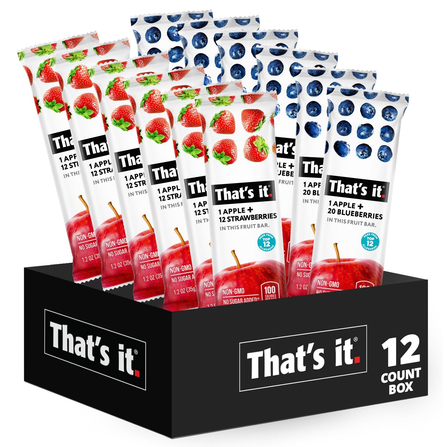 Fruit Bar Variety Pack - Strawberry & Blueberry (12 Bars)