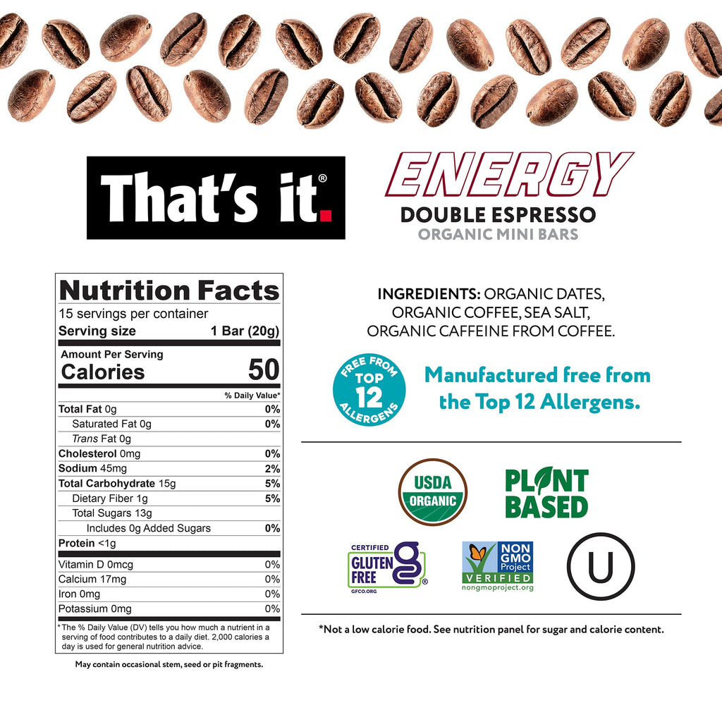 Double Espresso Organic Energy Mini Bars