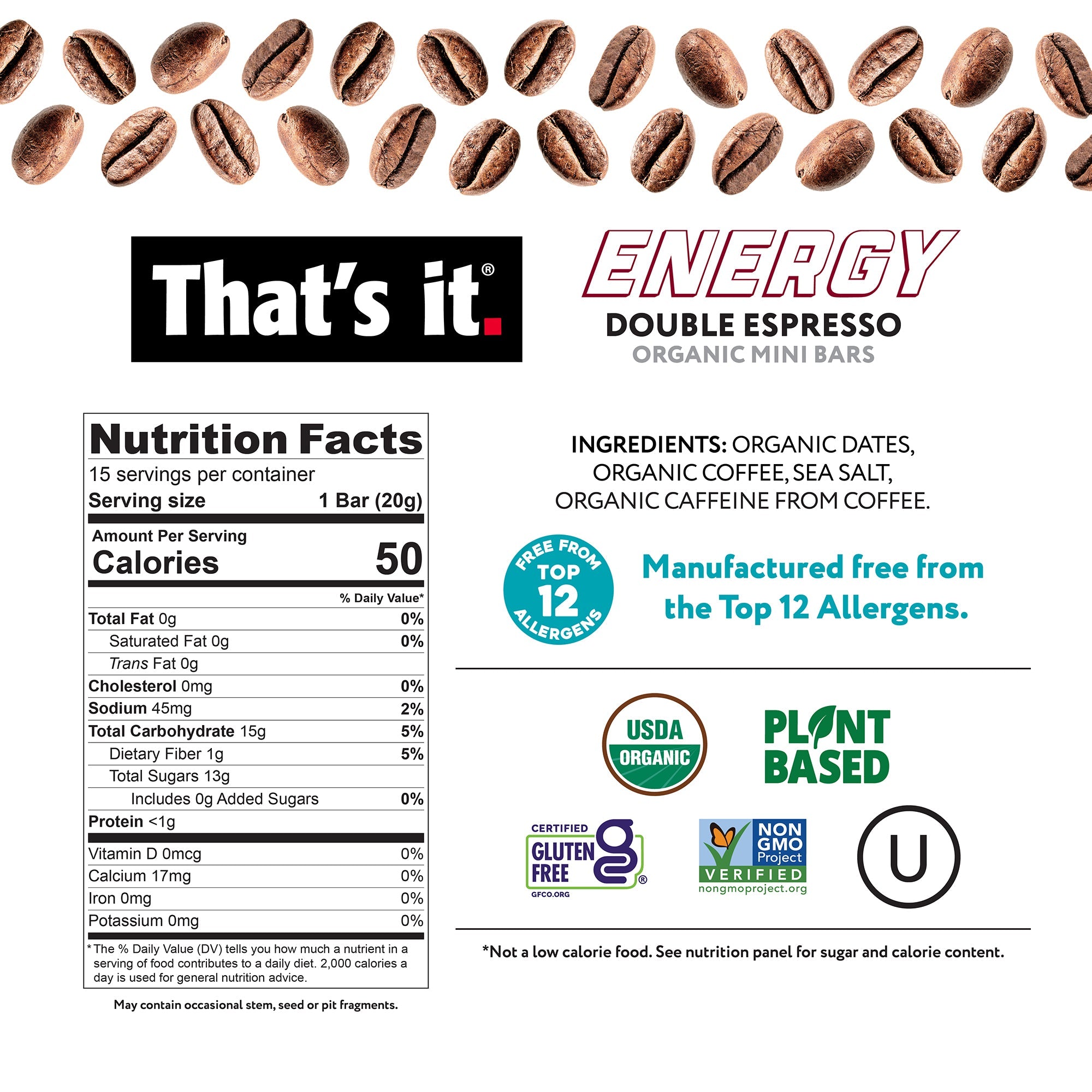 Double Espresso Organic Energy Mini Bars