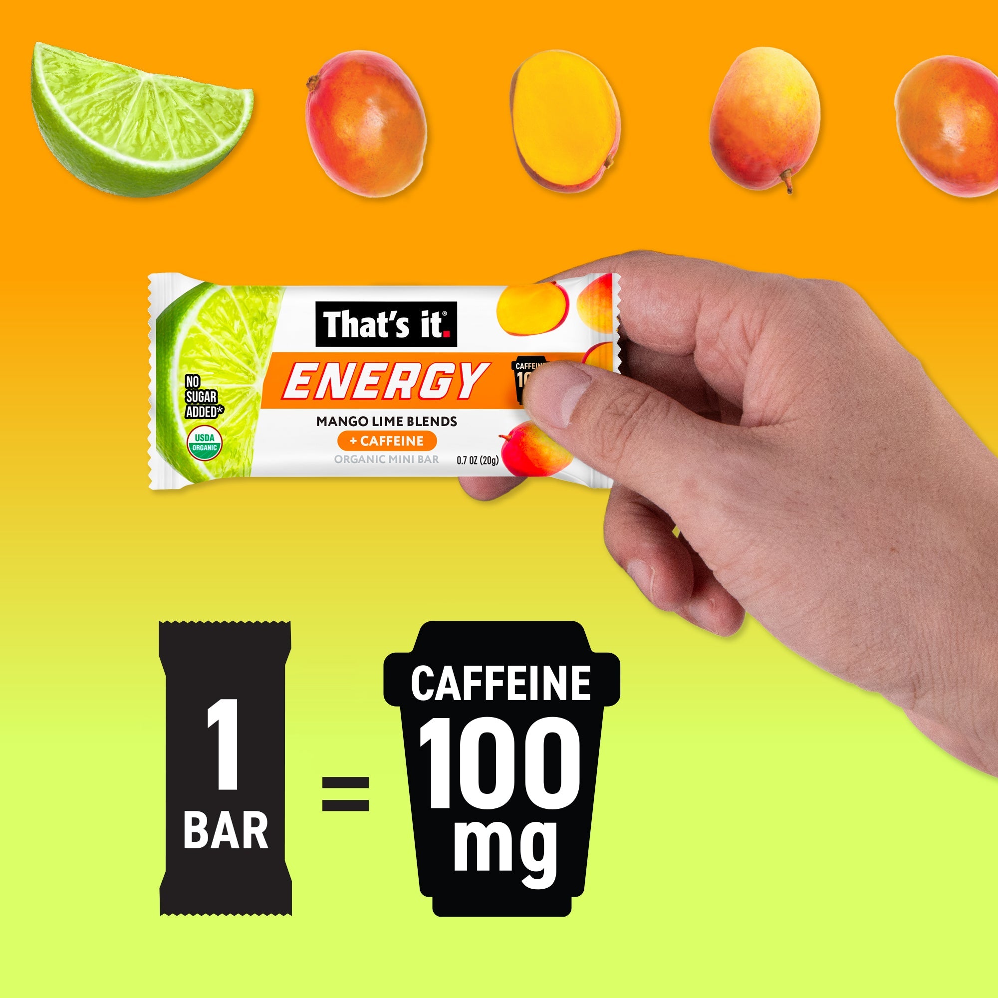 Mango Lime Blends Organic Energy Mini Bars 100mg