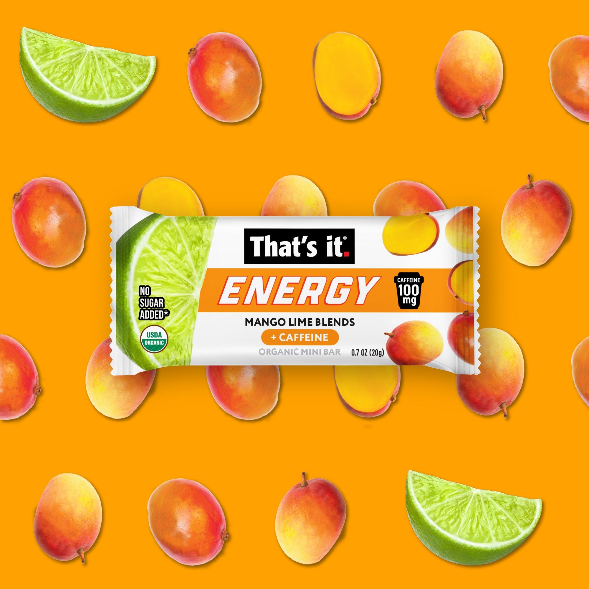 Mango Lime Blends Organic Energy Mini Bars 100mg