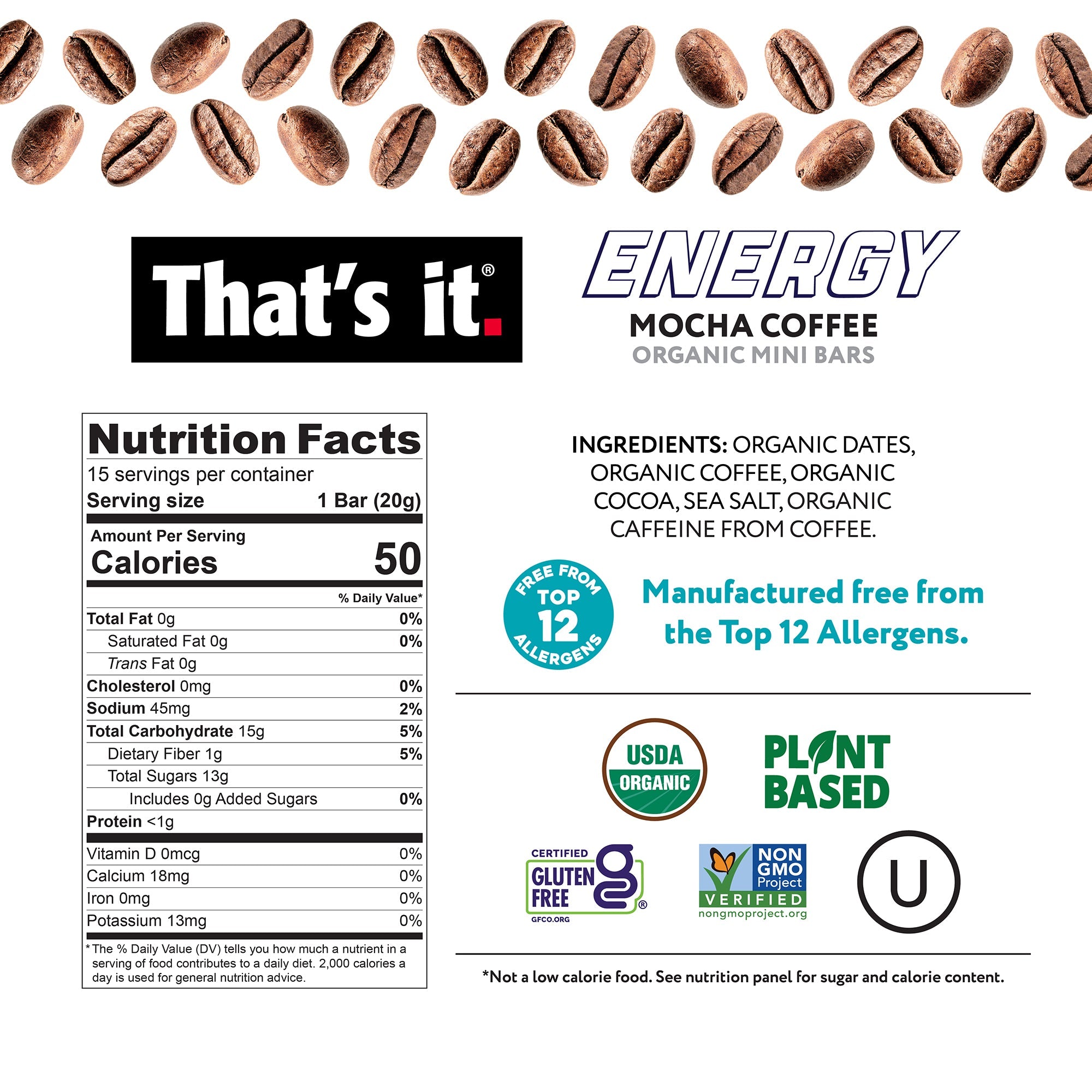 Mocha Coffee Organic Energy Mini Bars