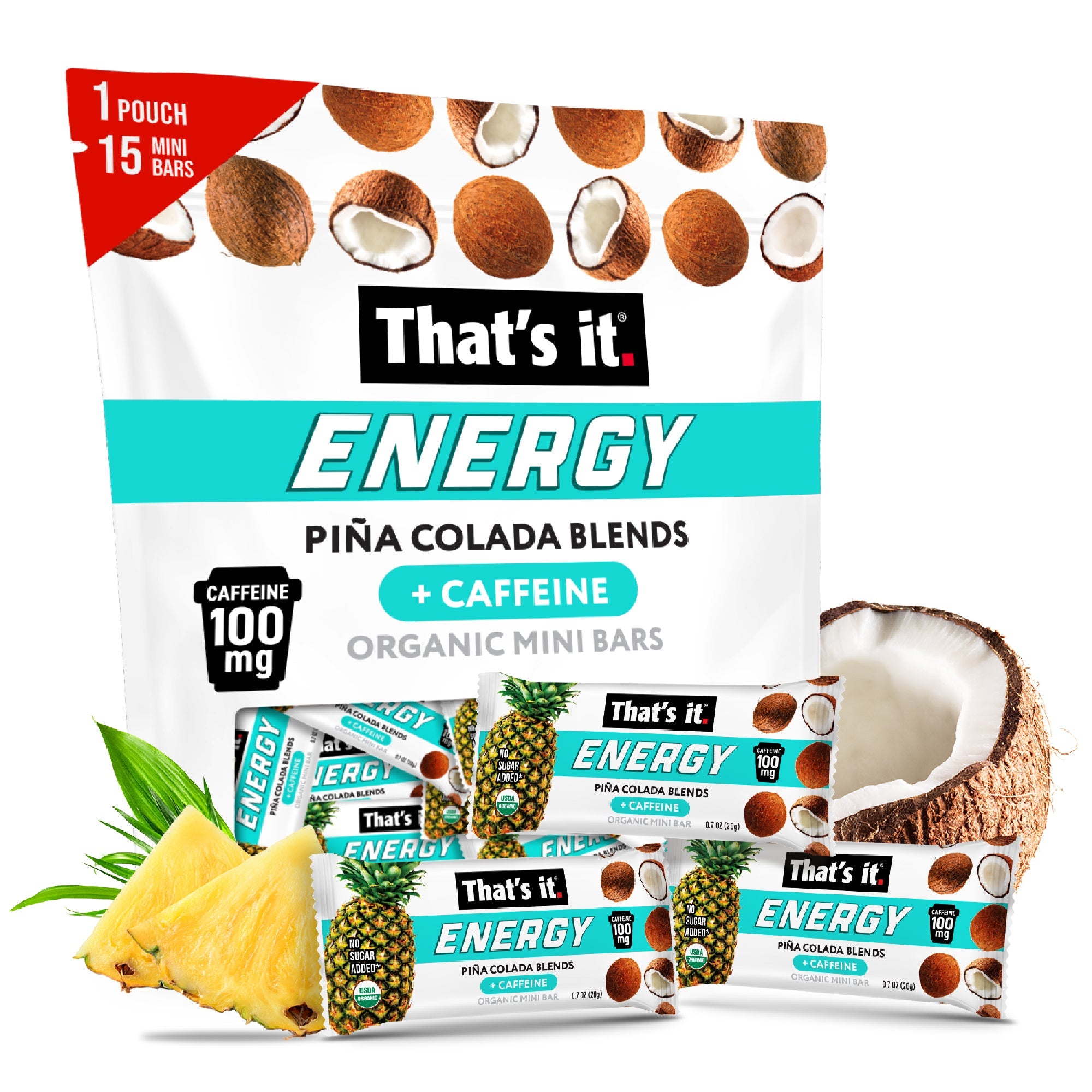 Piña Colada Blends Organic Energy Mini Bars 100mg