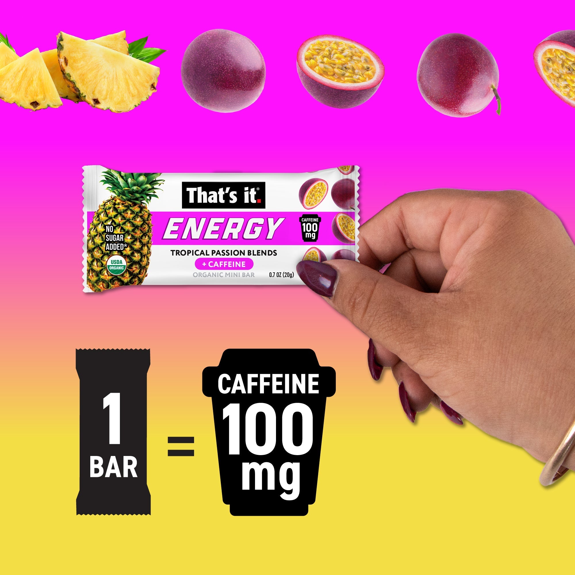 Tropical Passion Blends Organic Energy Mini Bars 100mg