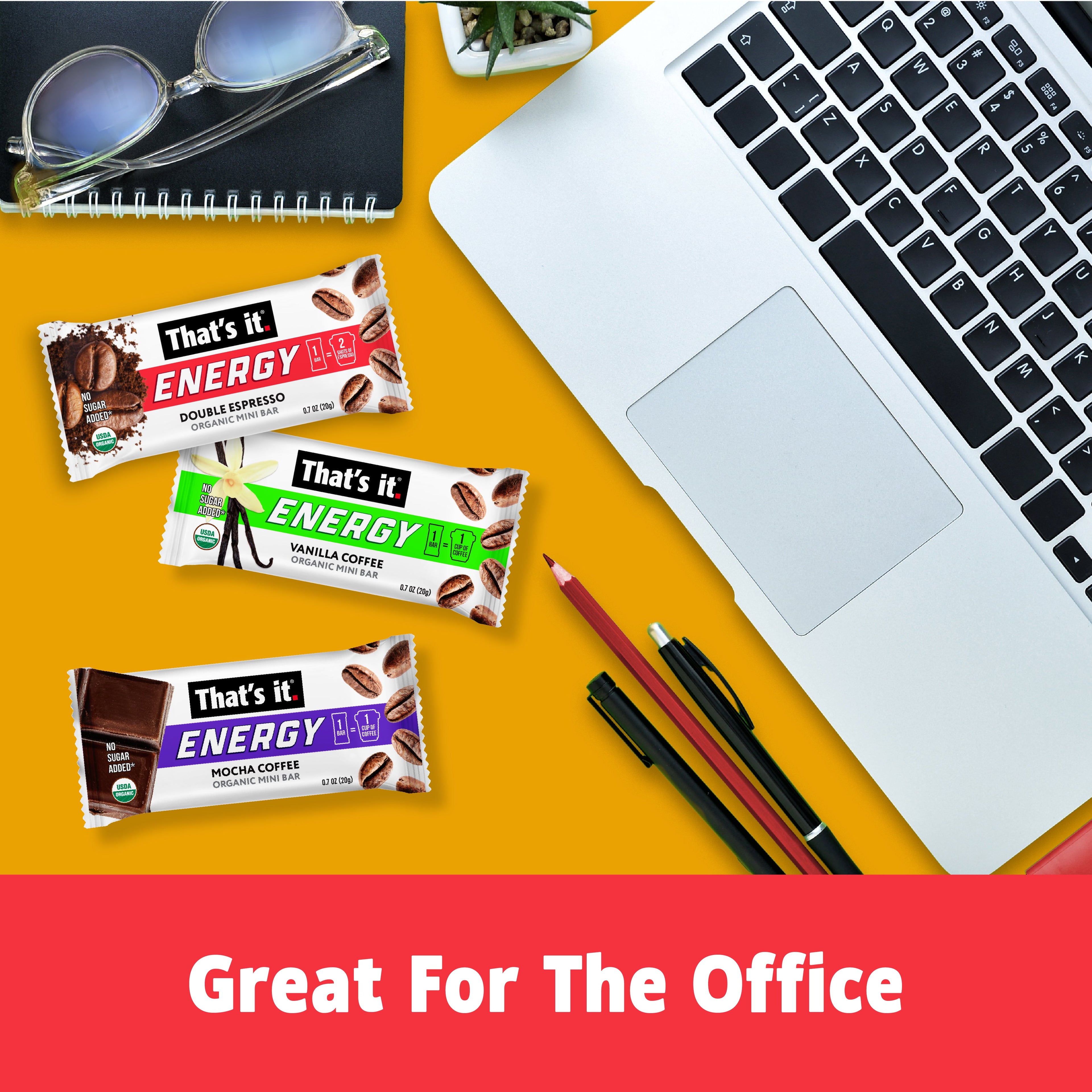 Organic Energy Minis Variety Pack - Double Espresso, Mocha & Vanilla (18 Bars)