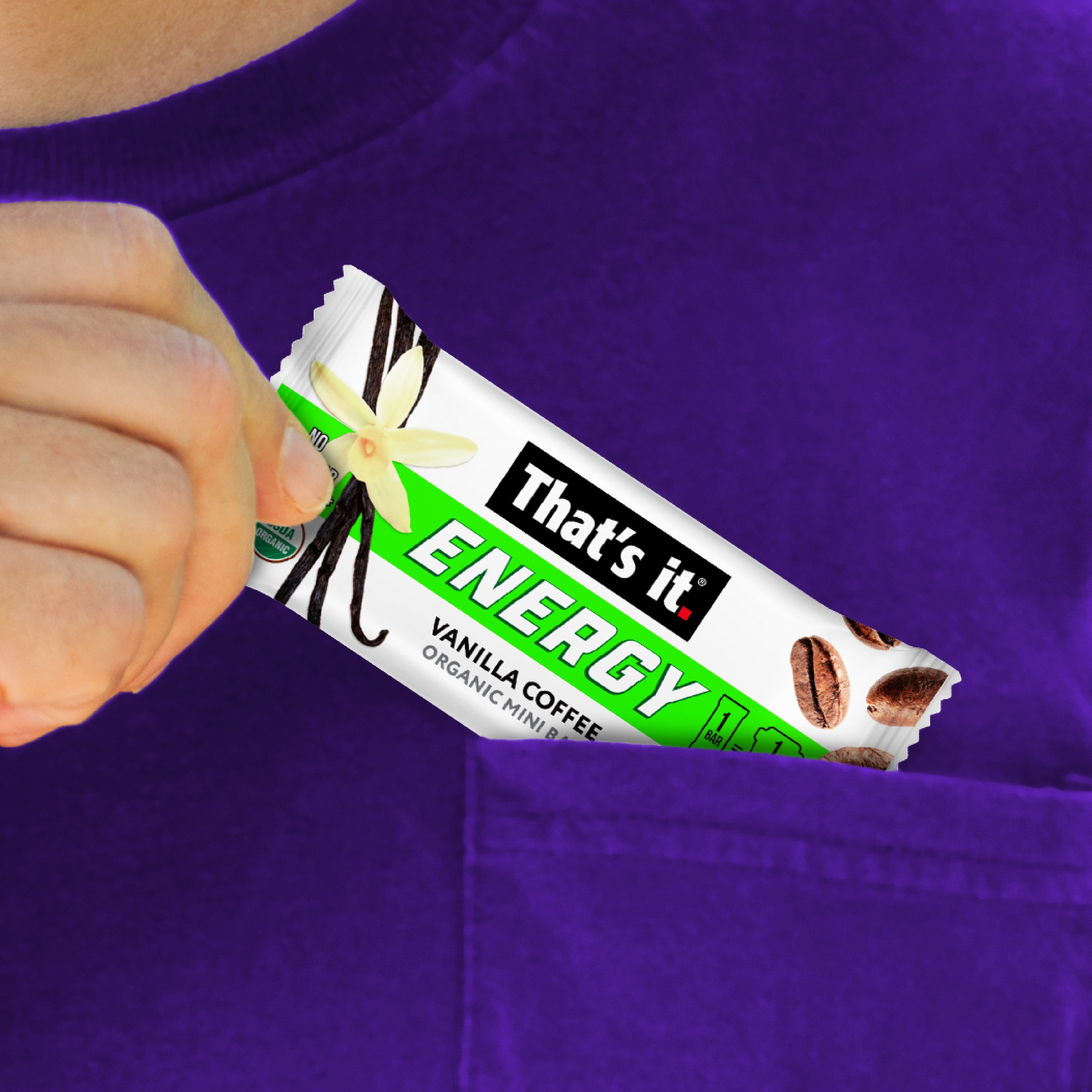 Organic Energy Minis Variety Pack - Double Espresso, Mocha & Vanilla (18 Bars)