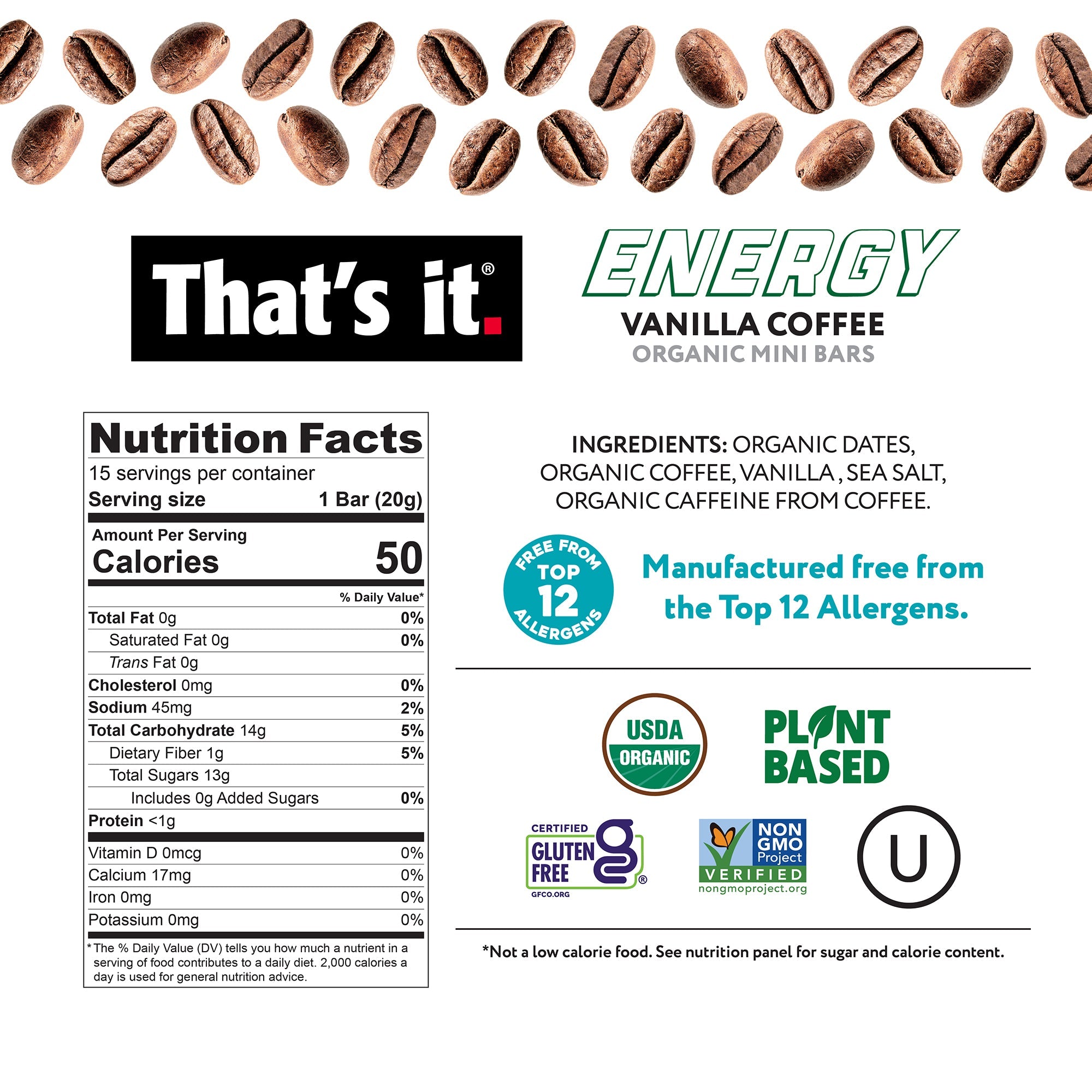 Vanilla Coffee Organic Energy Mini Bars