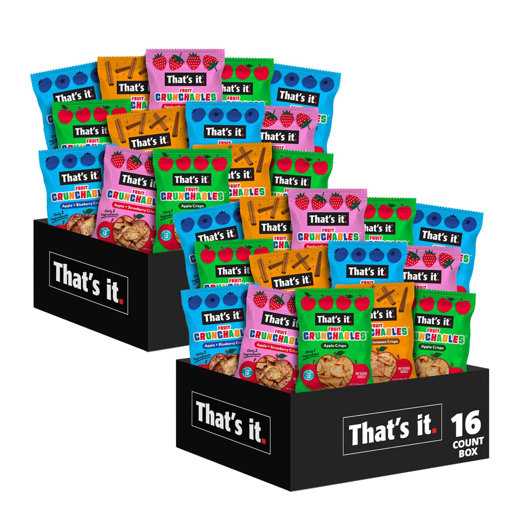 Fruit Crunchables Apple Crisps Variety Pack Bundle Box - Apple, Blueberry, Cinnamon & Strawberry (32 Packs)