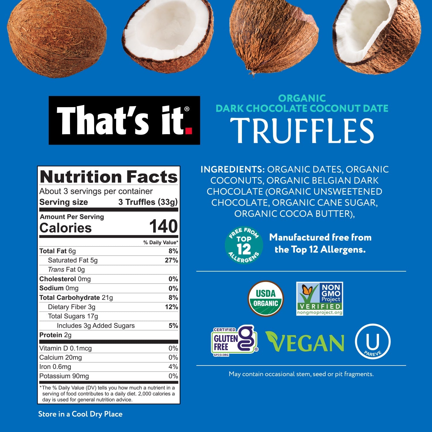 Organic Dark Chocolate Coconut Date Truffles (3 Packs)