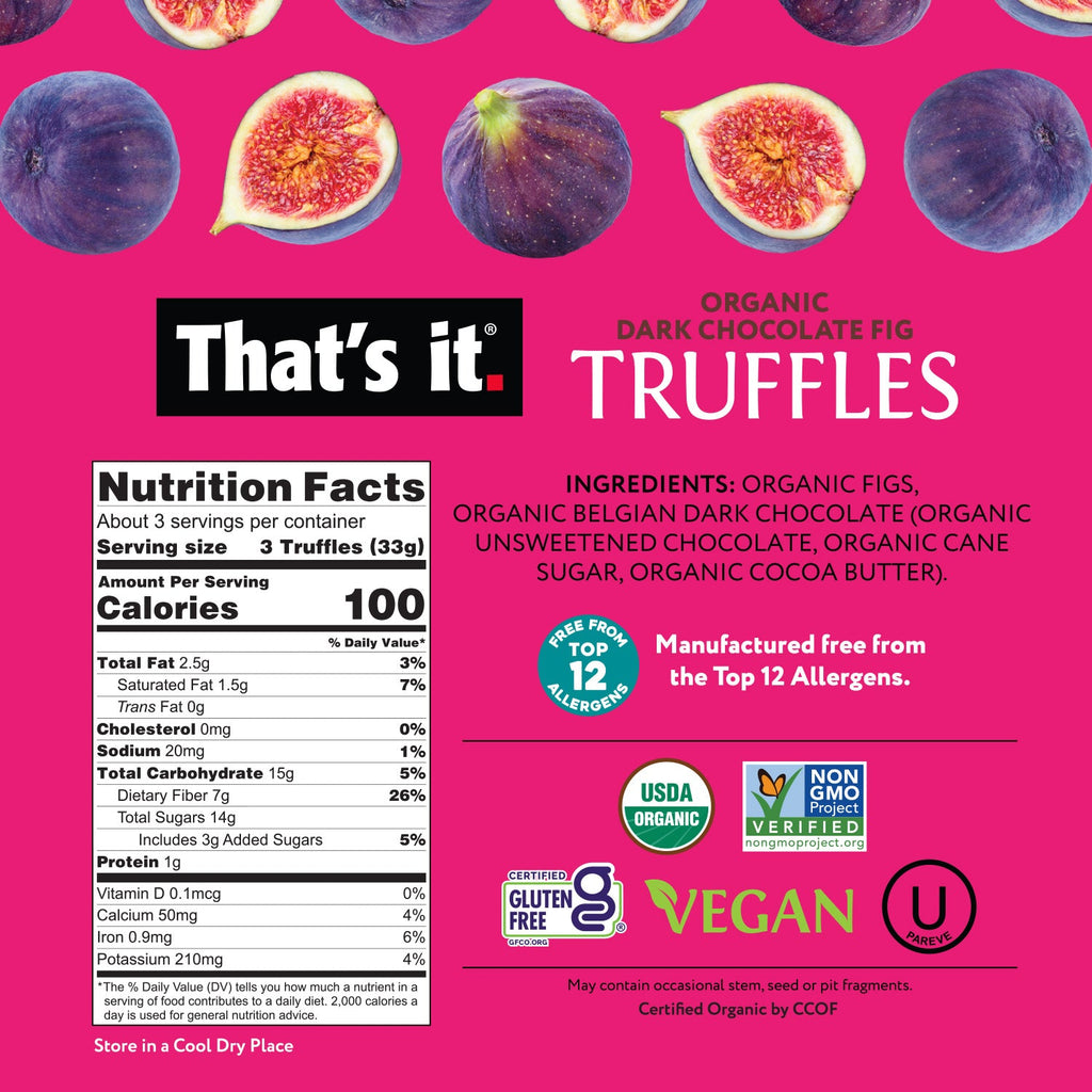 Organic Dark Chocolate Fruit Truffles Variety Pack - Banana, Coconut & Fig (3 Packs)