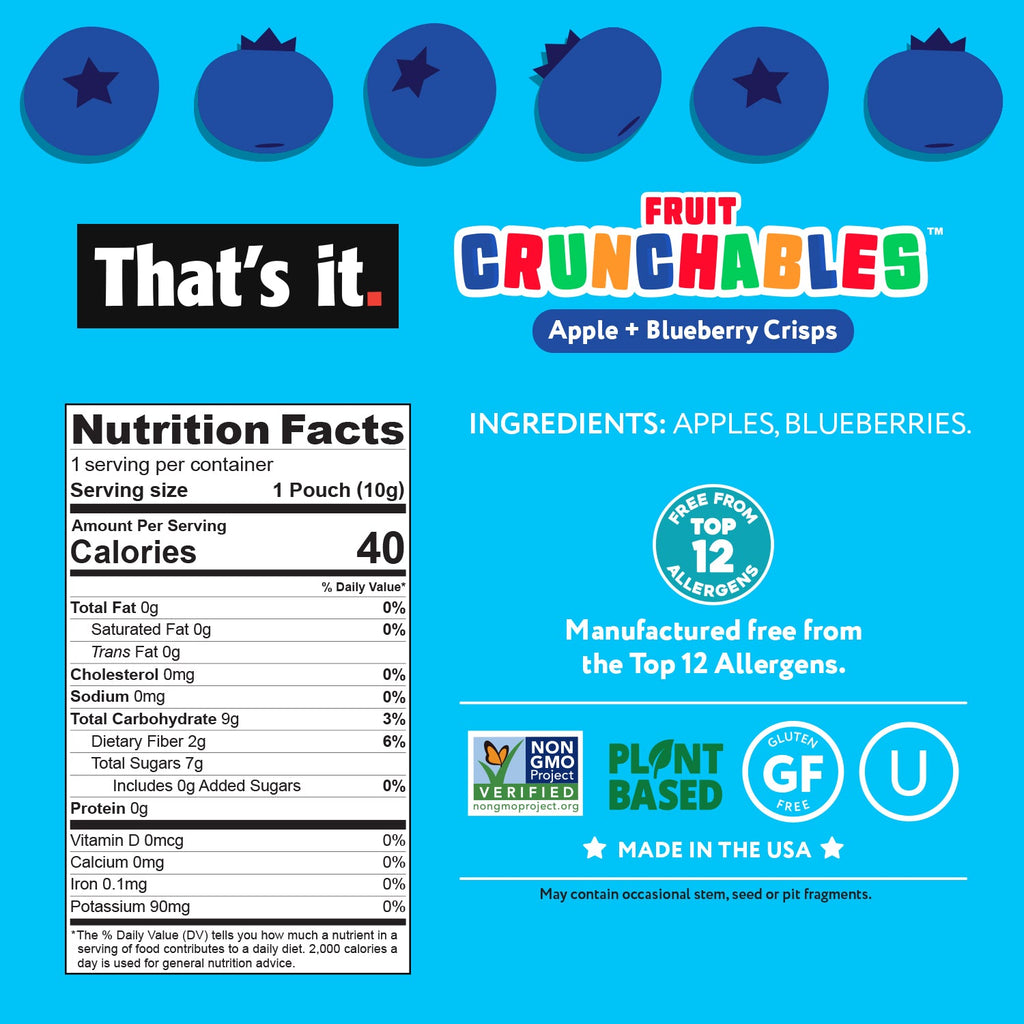 Apple + Blueberry Crisps Fruit Crunchables Bundle Box (30 Packs)