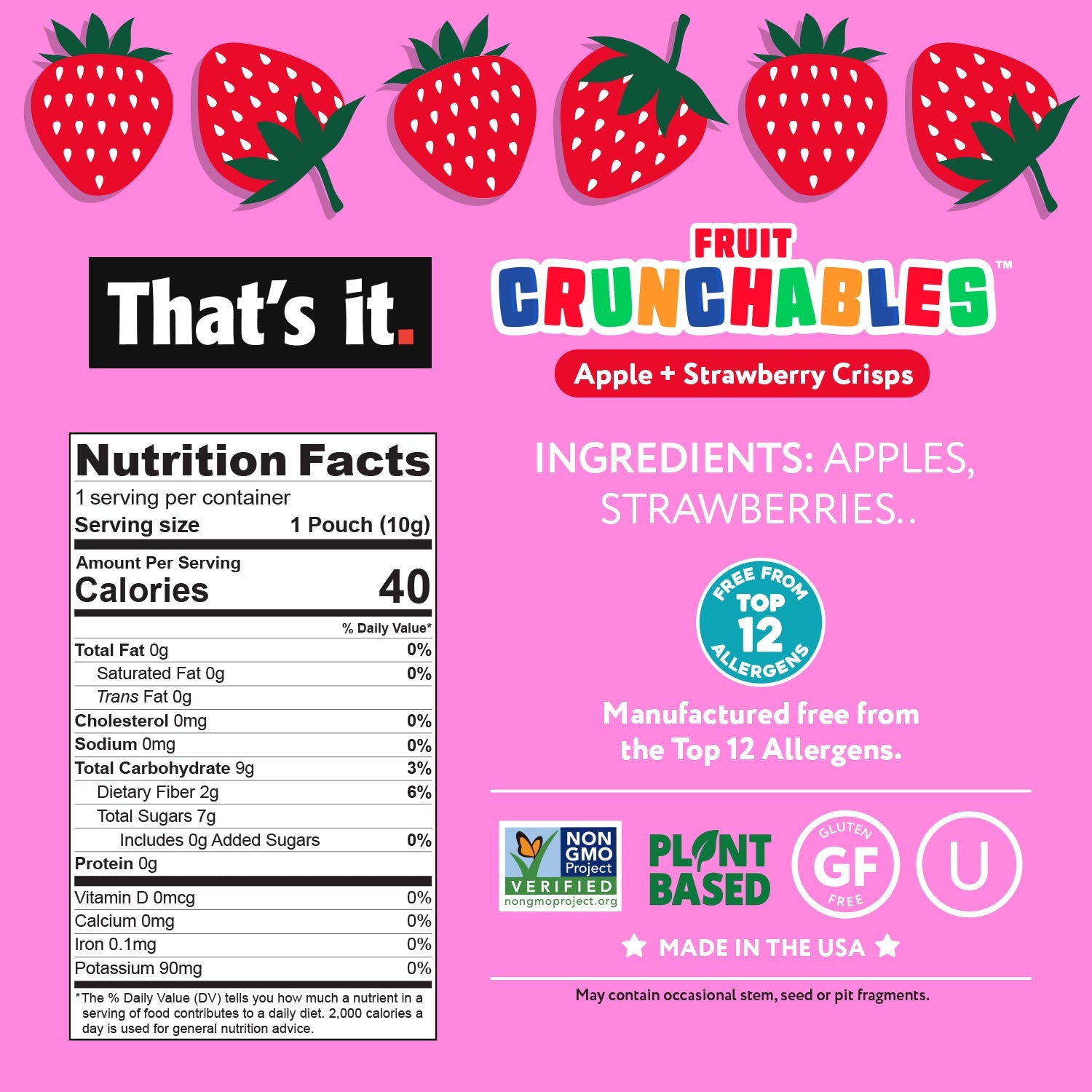 Apple + Strawberry Crisps Fruit Crunchables (15 Packs)