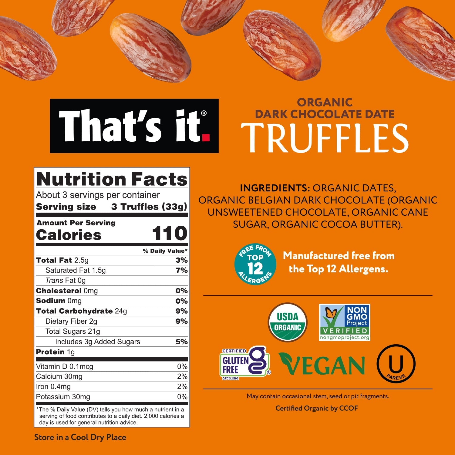 Organic Dark Chocolate Date Truffles