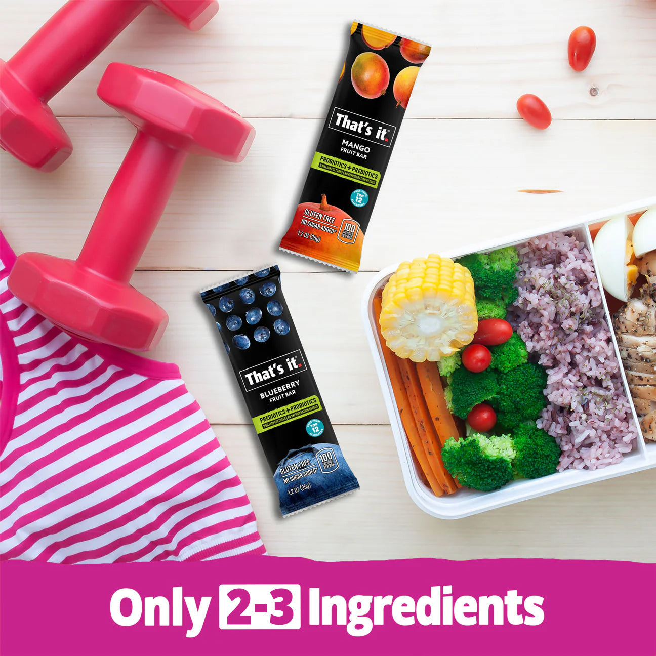 Probiotic Fruit Bar Variety Pack - Blueberry & Mango (12 Bars)