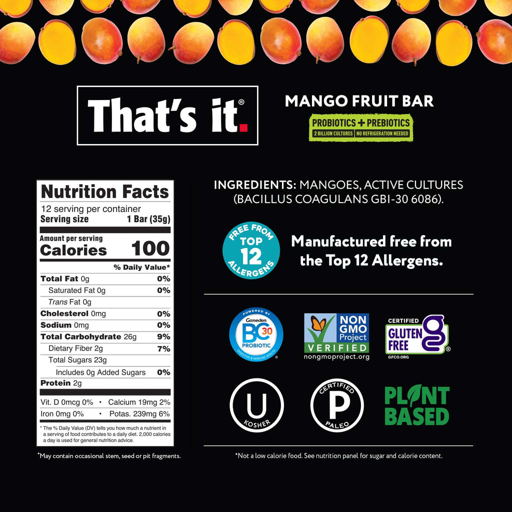 Mango Probiotic Fruit Bars
